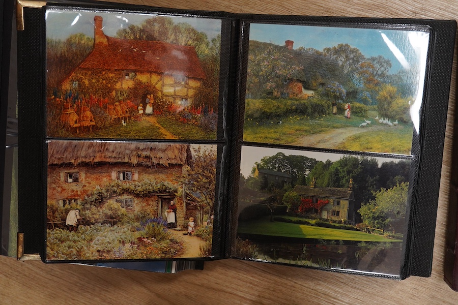 A quantity of various post cards arranged in three albums to include botanical interest. Condition - fair